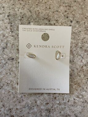 Kendra Scott Gold Stud Earrings with White Shell